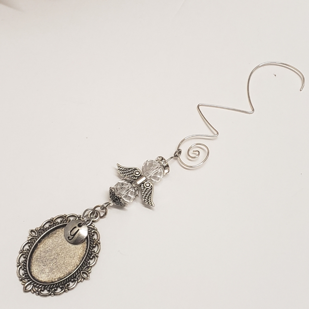 Hand Crafted Guardian Angel & Photo Frame Initial Letter Memorial Charm Keepsake